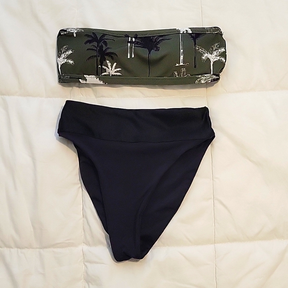 Beverly Beach by Dorit palm print and black bikini set for $30